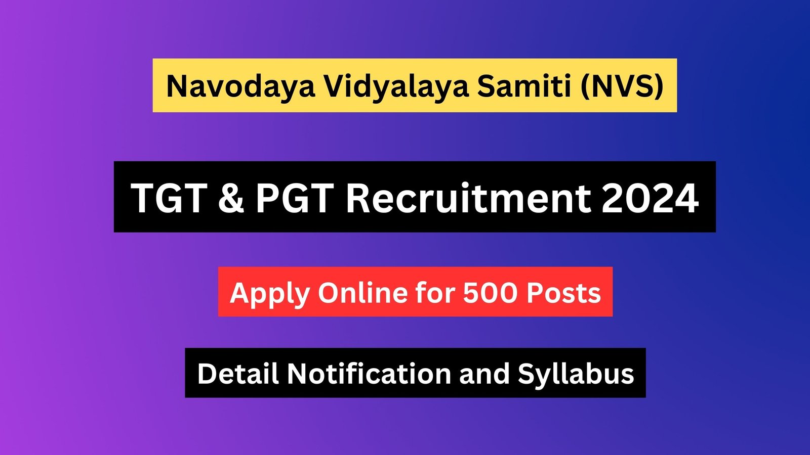 NVS TGT PGT Recruitment 2024