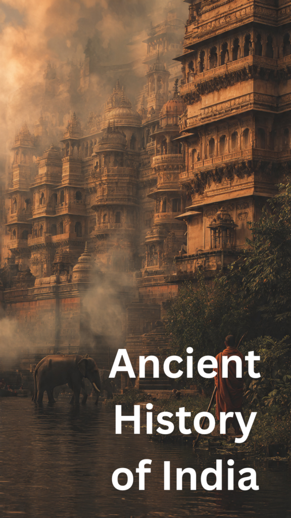 Map and timeline representing Ancient History of India including Indus Valley and major empires